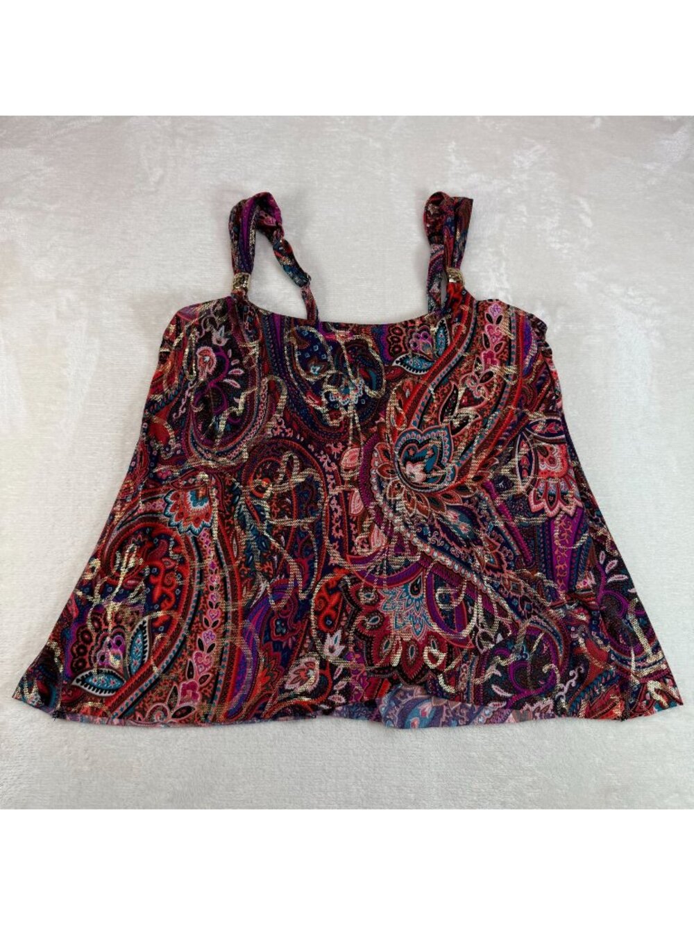 Miraclesuit Dynasty Dazzle Underwired Tankini Top Paisley Gold Womens  10? See m